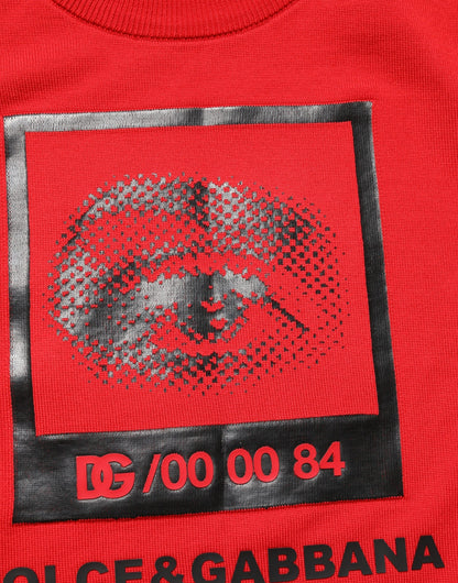 Dolce & Gabbana Red Eye Print Crew Neck Pullover Sweater