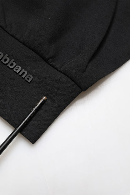 Dolce & Gabbana Black Cotton DG Men CrewNeck Pullover Sweater