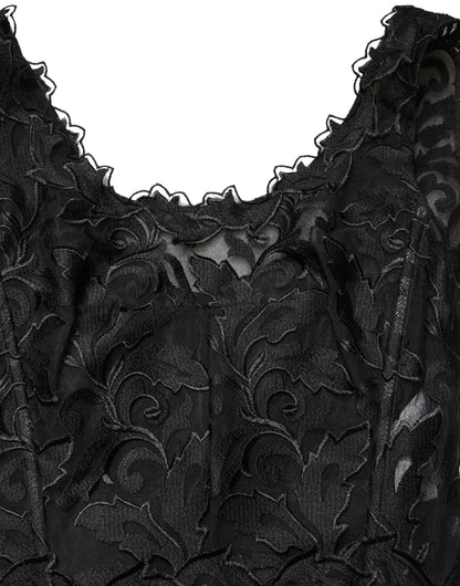 Dolce & Gabbana Black Lace Full Length Evening Gown Dress