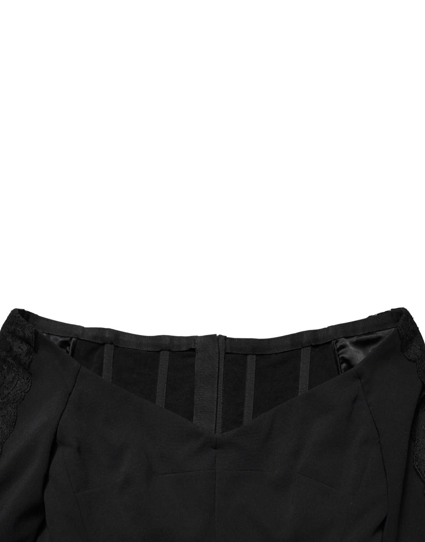Dolce & Gabbana Black Silk Button Bodice Sheath Maxi Dress