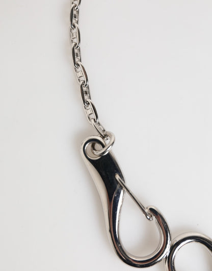 Dolce & Gabbana Silver Tone DG Logo Keychain Key Holder Bag Charm Keyring