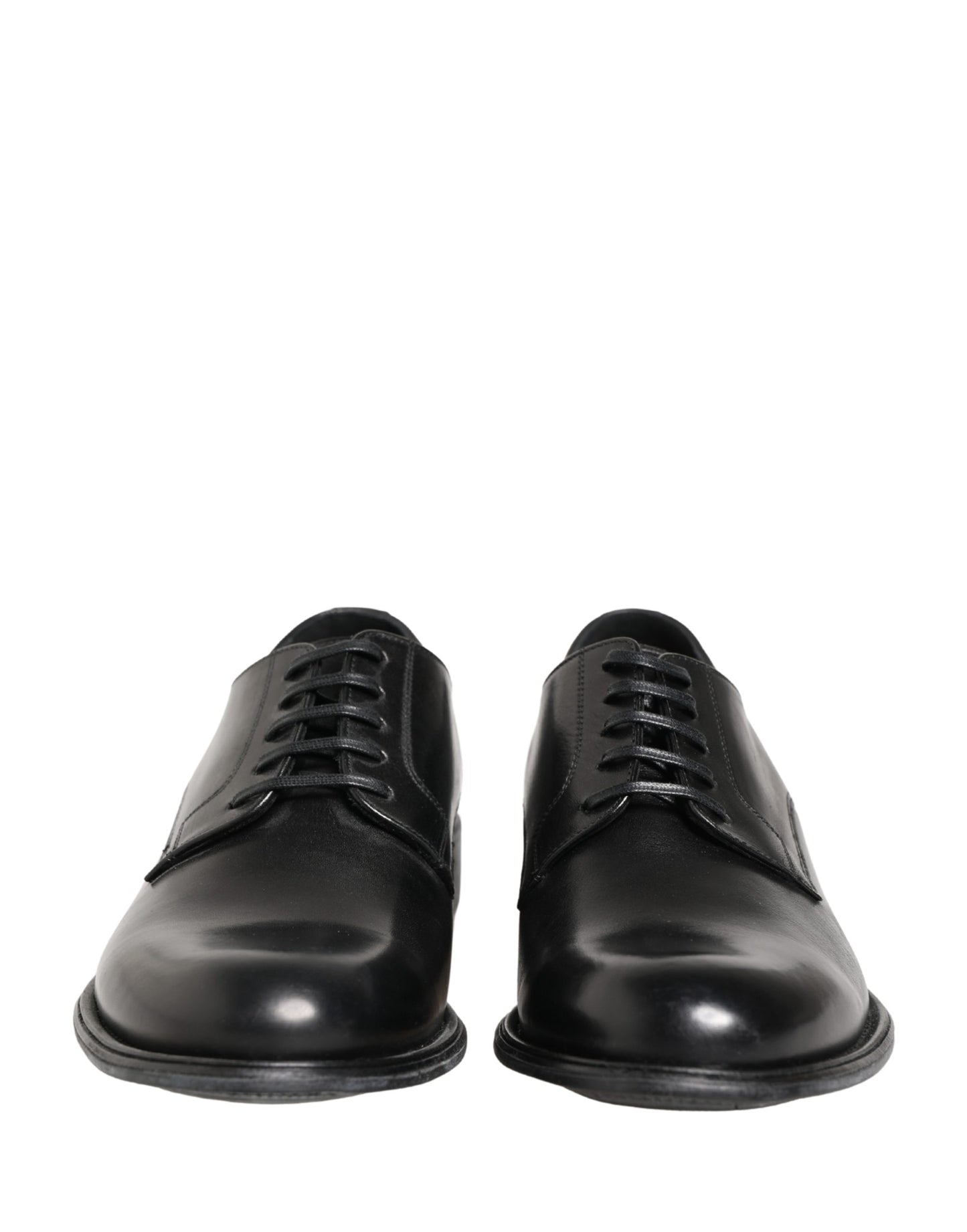 Dolce & Gabbana Black Calfskin Leather Derby Men Dress Shoes