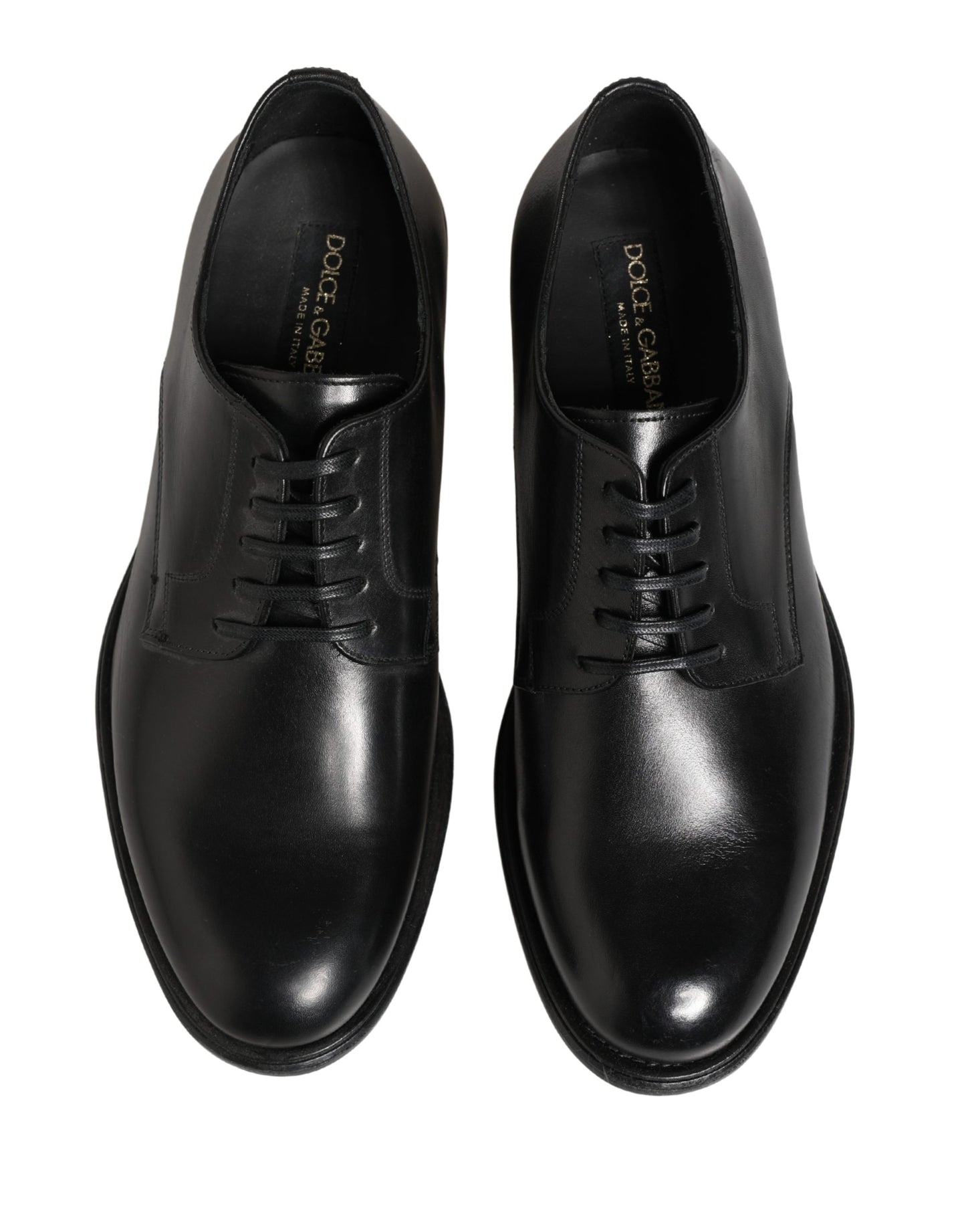 Dolce & Gabbana Black Calfskin Leather Derby Men Dress Shoes