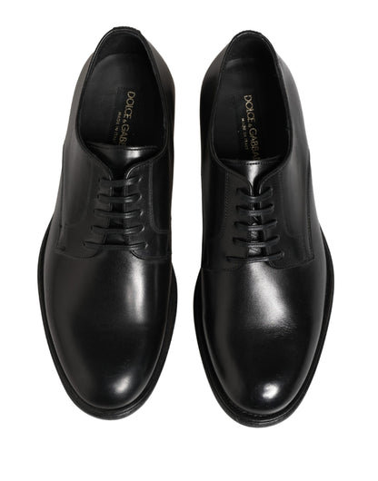 Dolce & Gabbana Black Calfskin Leather Derby Men Dress Shoes