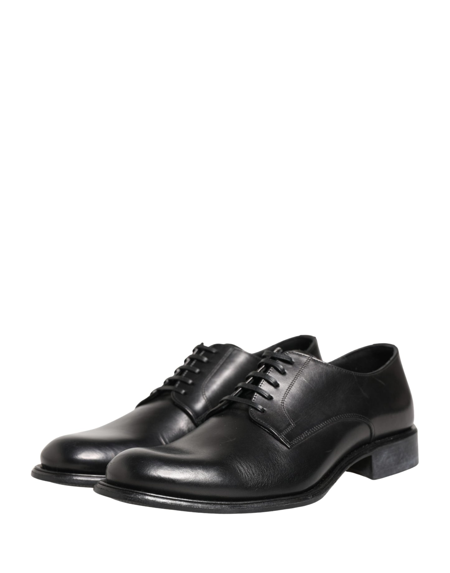 Dolce & Gabbana Black Calfskin Leather Derby Men Dress Shoes