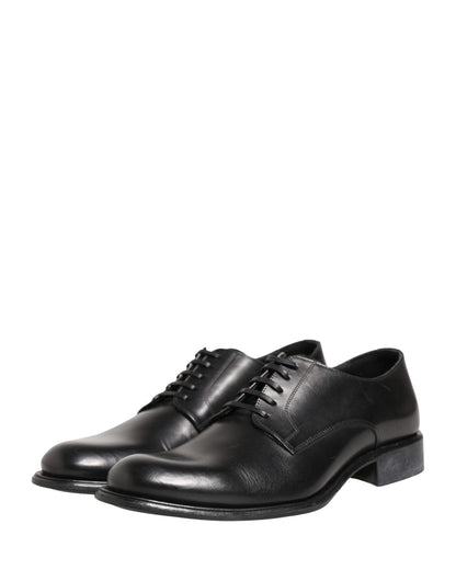 Dolce & Gabbana Black Calfskin Leather Derby Men Dress Shoes