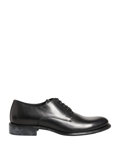 Dolce & Gabbana Black Calfskin Leather Derby Men Dress Shoes