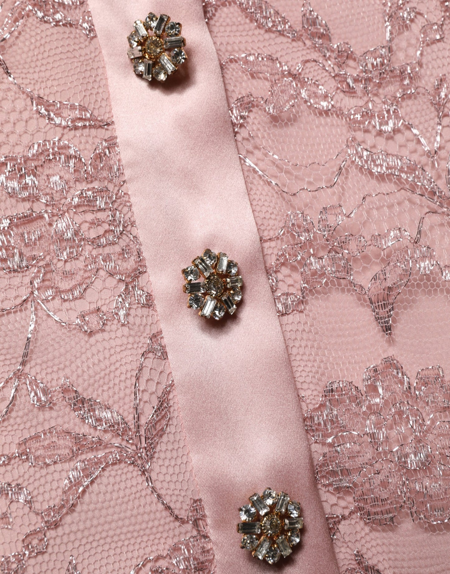 Dolce & Gabbana Pink Corded Floral Lace Kaftan Midi Dress