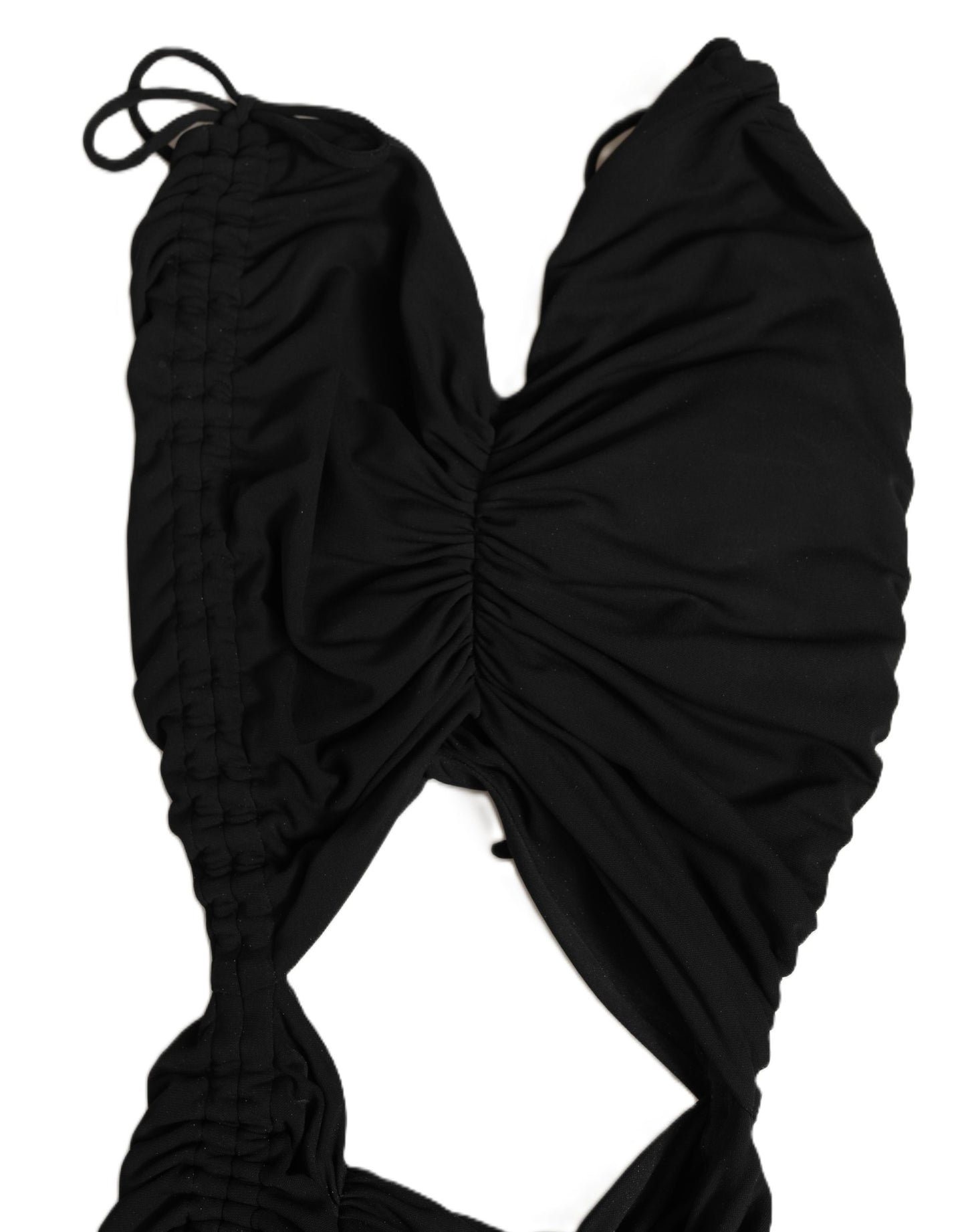 Dolce & Gabbana Black Jersey Calf Length Cut-Out Ruched Dress