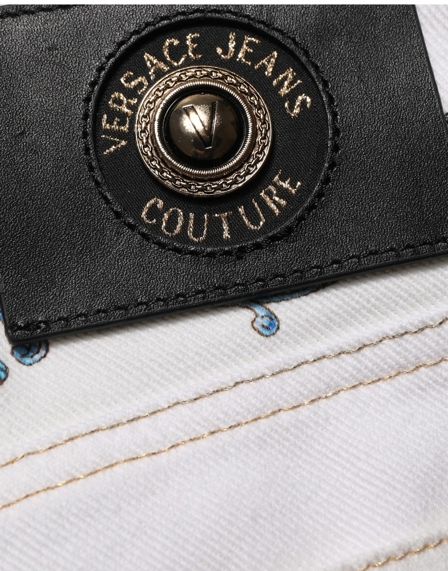 Versace Jeans Couture White Floral Print Skinny Denim Jeans