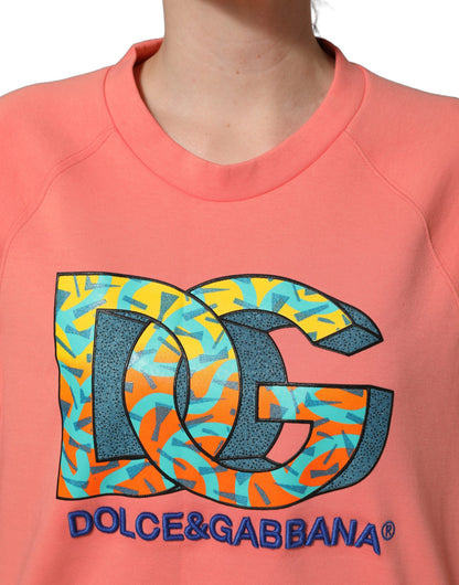 Dolce & Gabbana Pink Graphic Crew Neck Cropped Sweatshirt Sweater