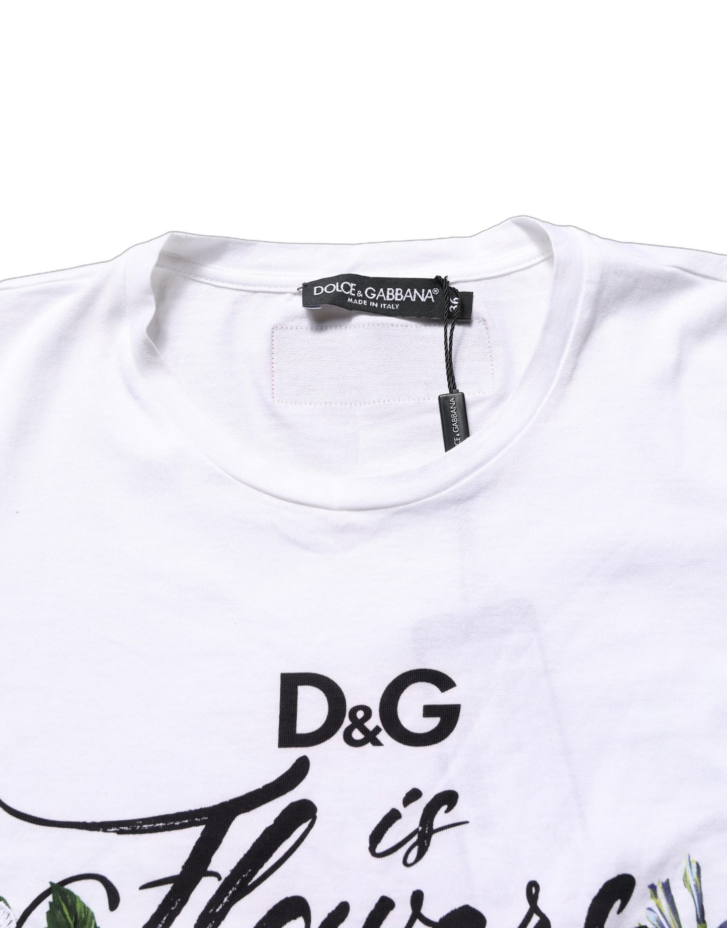 Dolce & Gabbana White Floral Graphic Short Sleeve Crew Neck T-shirt