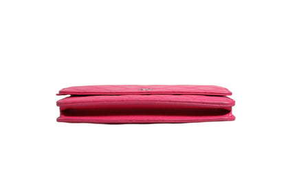 Chanel Pink Quilted Lambskin Wallet On Chain WOC Silver