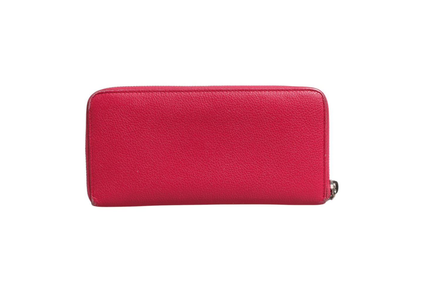 Saint Laurent Magenta and Silver logo wallet