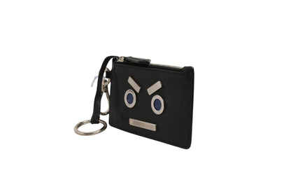 Fendi Vitello Liberty Studded Coin Pouch Key Case Ardesia