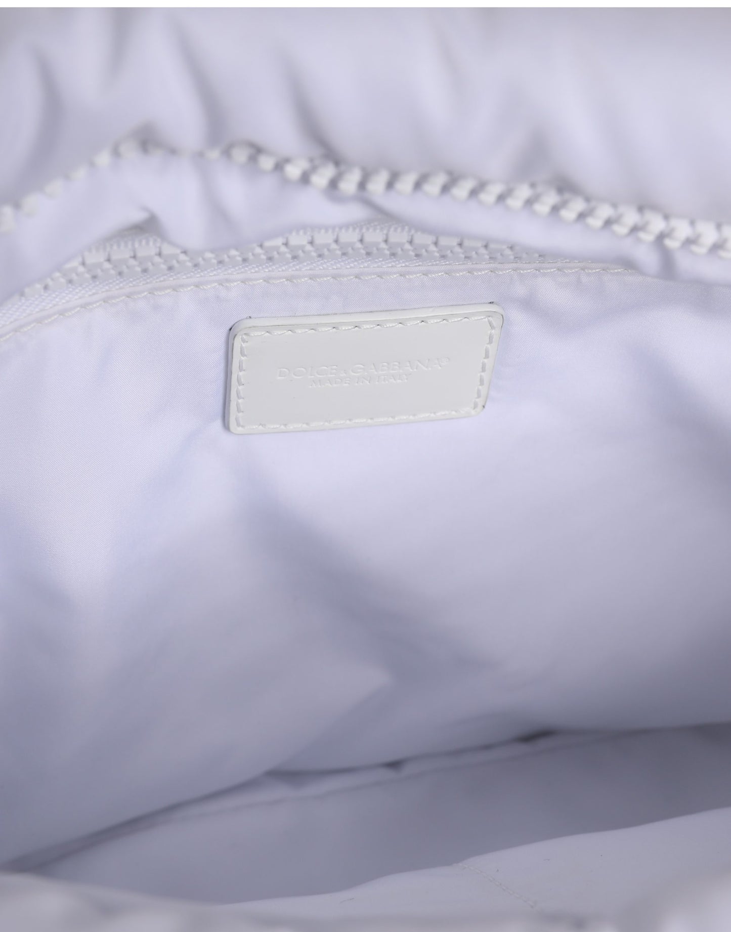 Dolce & Gabbana White Logo Plaque Polyester Quilted Shoulder Borse Bag