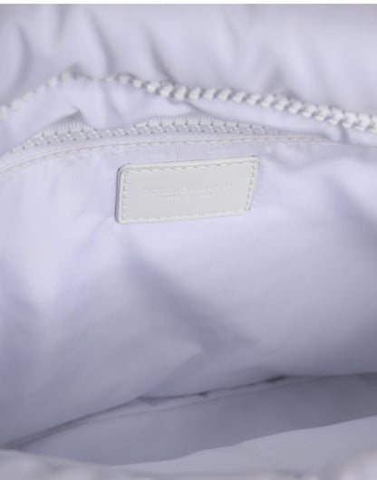 Dolce & Gabbana White Logo Plaque Polyester Quilted Shoulder Borse Bag