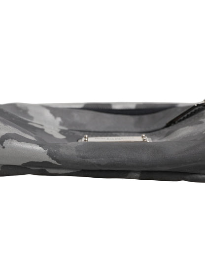 Dolce & Gabbana Black Nylon Brass Plate Camouflage Waist Fanny Pack Bag