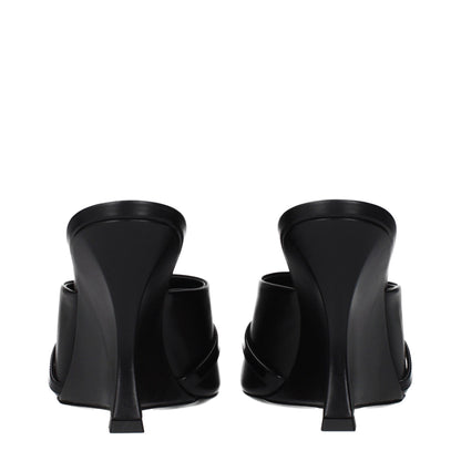 Versace Black Leather Wedge Sandals