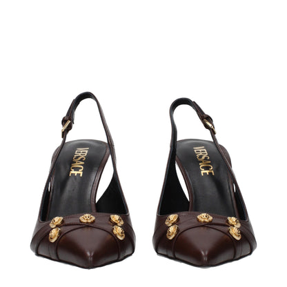 Versace Brown Leather Pumps
