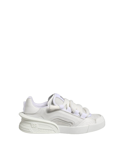 Dolce & Gabbana White Calfskin Leather Low Top Sneakers Shoes