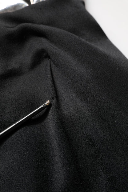 Dolce & Gabbana Black Silver OneShoulder Cocktail Gown Dress