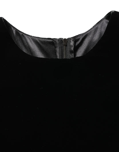 Dolce & Gabbana Black Viscose Velvet Floor Length Gown Dress