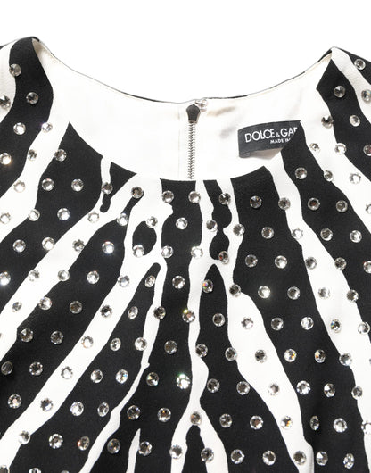 Dolce & Gabbana Black White Zebra Crystal Embellished Dress