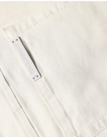 Dolce & Gabbana White Tattered Skinny Cotton Denim Jeans