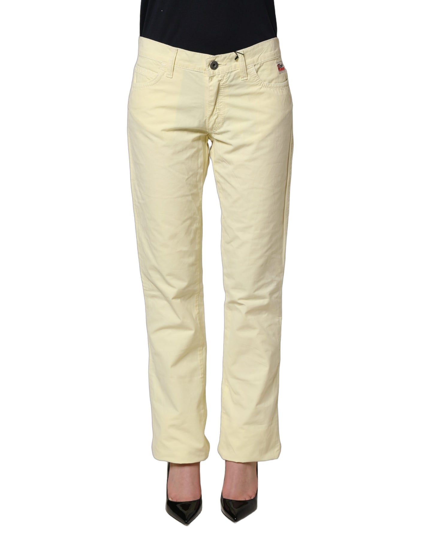 Roy Roger's Yellow Cotton Straight Casual Denim Trouser Jeans