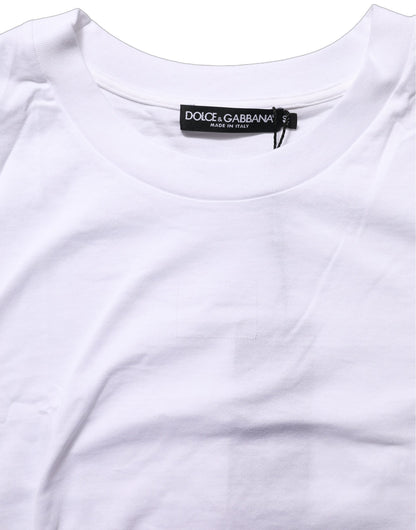 Dolce & Gabbana White Cotton Round Neck Short Sleeves T-Shirt