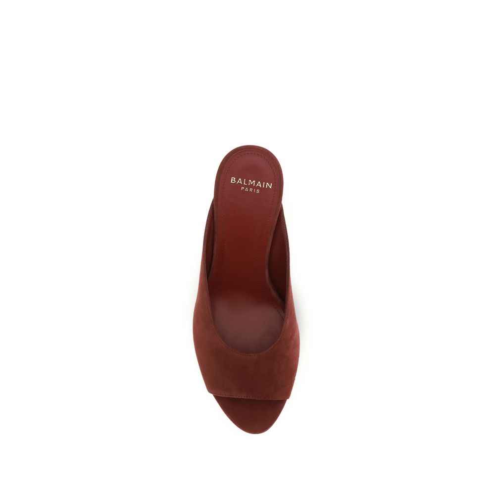 Balmain Bordeaux Calf Leather Bos Taurus Mules