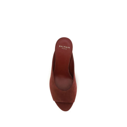 Balmain Bordeaux Calf Leather Bos Taurus Mules