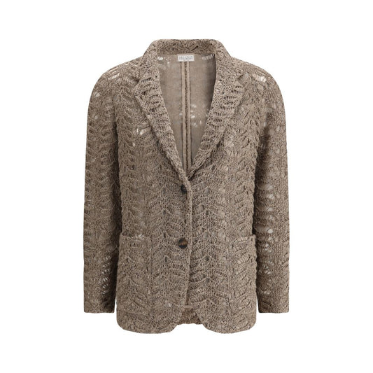 Brunello Cucinelli Brown Silk Blazer
