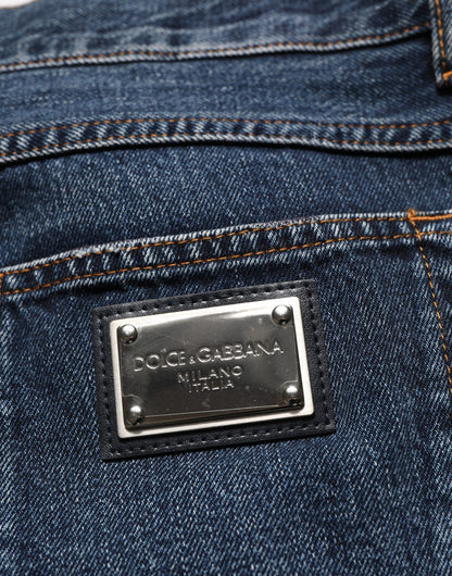 Dolce & Gabbana Dark Blue Washed MidWaist Straight Denim Jeans