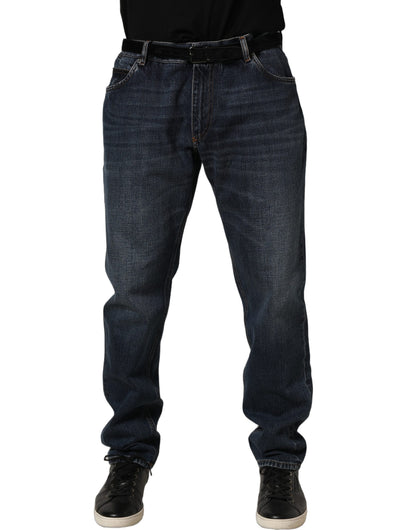 Dolce & Gabbana Dark Blue Washed MidWaist Straight Denim Jeans