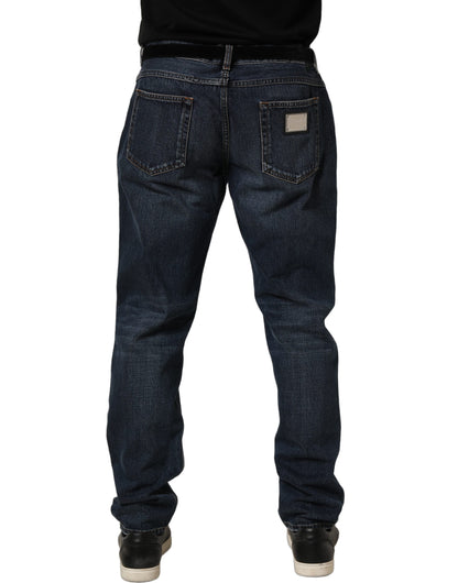 Dolce & Gabbana Dark Blue Washed MidWaist Straight Denim Jeans