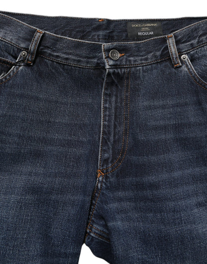 Dolce & Gabbana Dark Blue Washed MidWaist Straight Denim Jeans