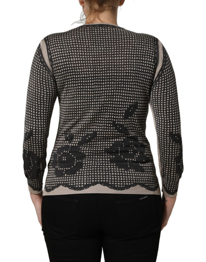 Dolce & Gabbana Black Floral Lace ButtonDownCardigan Sweater