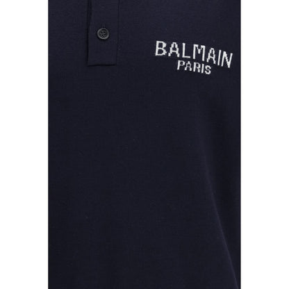 Balmain Blue Wool Oves Aries Polo Shirt