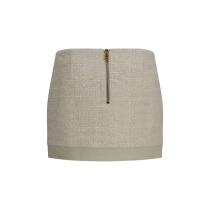 Balmain Beige Wool Oves Aries Mini Skirt