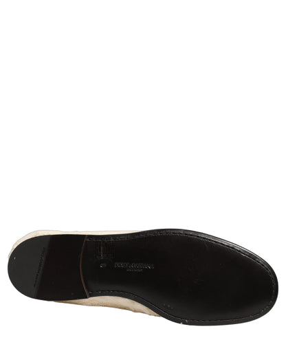 Dolce & Gabbana White Fur Shearling Men Dress Loafers Shoes