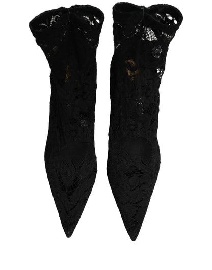 Dolce & Gabbana Black Socks Taormina Lace Pumps Boots Shoes