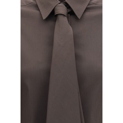 Brunello Cucinelli Brown Cotton Dress Shirt