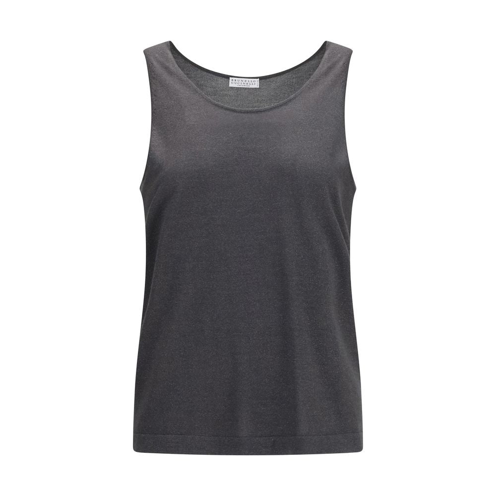 Brunello Cucinelli Gray Cashmere Sleeveles T-Shirt