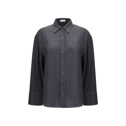 Brunello Cucinelli Gray Wool Oves Aries Dress Shirt