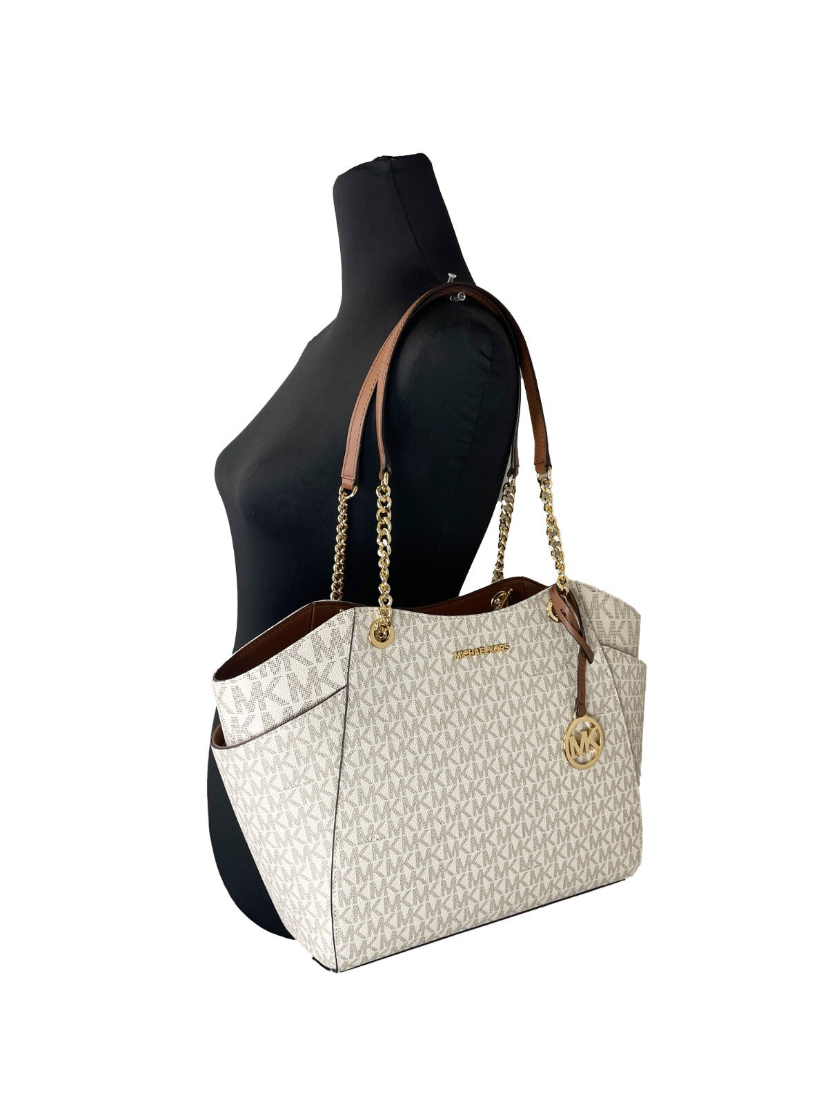 Michael Kors Jet Set Travel Large Logo Tote, Vanilla