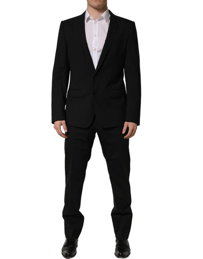 Dolce & Gabbana Black Wool Slim Fit Formal 2 Piece Men Suit