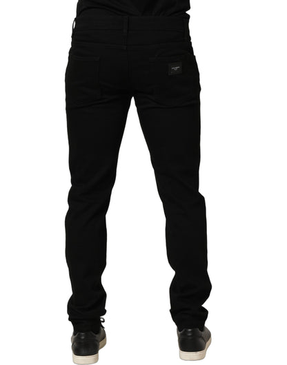 Dolce & Gabbana Black Cotton Stretch Skinny Men Denim Jeans