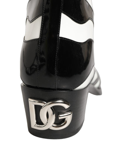 Dolce & Gabbana Black White Zebra Knee High Men Boots Shoes